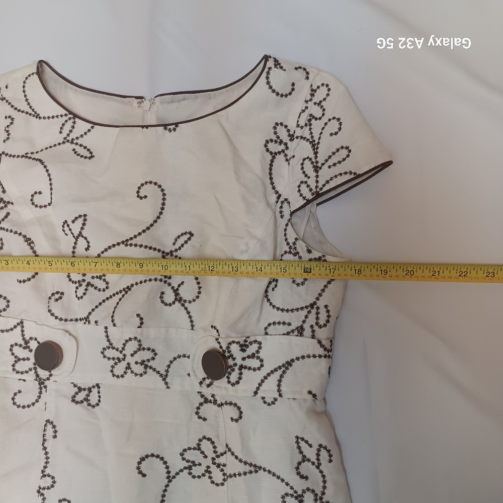 Jessica Howard Wimen Size.10P Cream Sheath Dress with Flutter Cap Sleeves - Picture 12 of 16